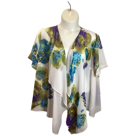 Susan Graver Elegant White Kimono, Plus Size 2X - Picture 1 of 8